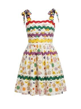CeliaB Suhail Sun Moon Celestial White Ribbon Ruched Scallop Trim Mini Dress XL